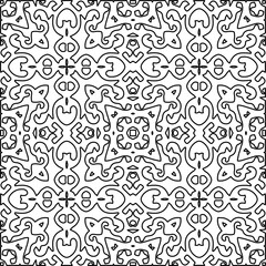 Stylish texture with figures from lines.
Abstract geometric black and white pattern for web page, textures, card, poster, fabric, textile. Monochrome graphic repeating design. 