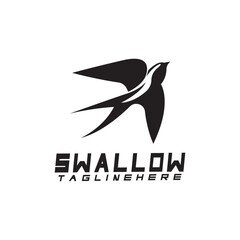 Swallow logo. silhouette swallow flying logo vector isolated white background