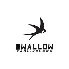 Swallow logo. silhouette swallow flying logo vector isolated white background