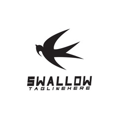 Swallow logo. silhouette swallow flying logo vector isolated white background - obrazy, fototapety, plakaty