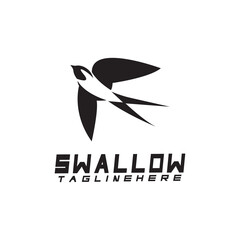 Swallow logo. silhouette swallow flying logo vector isolated white background