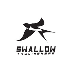 Swallow logo. silhouette swallow flying logo vector isolated white background