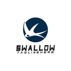 Swallow logo. silhouette swallow flying logo vector isolated white background