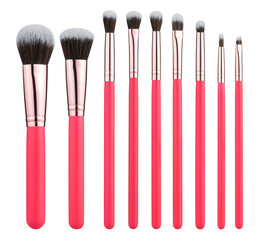 Pink makeup brush set mockup.	
