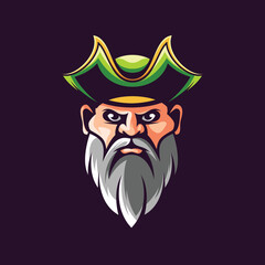 Old Man Beardy Pirates Mascot Design