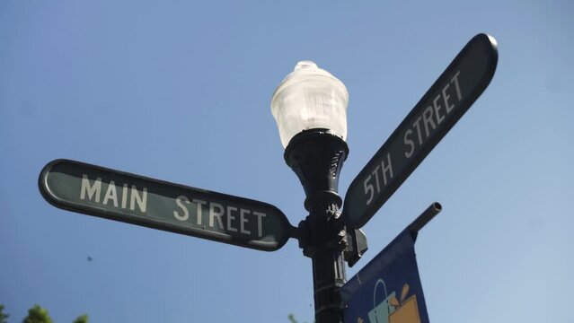 Main Street Sign in Small Downtown