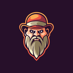 Old Man Beardy Bowhat Mascot Design