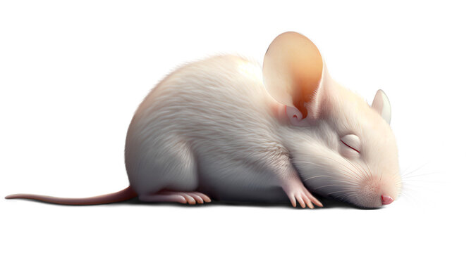 Sleeping Mouse, Isolated On Transparent Background. Generative AI