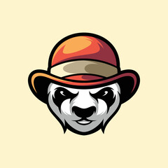 Panda Bowhat Mascot Design Vector