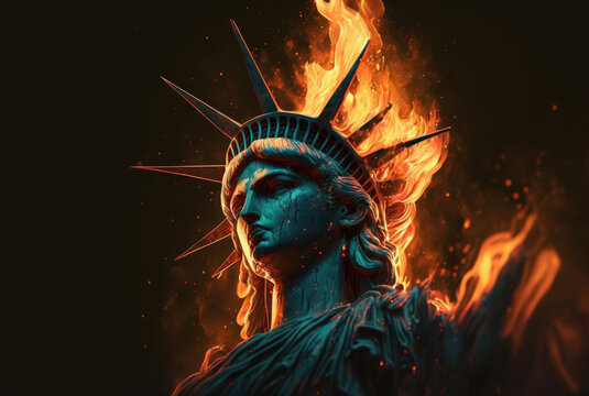 Statue of Liberty engulfed in fire