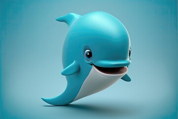 Cute 3D Cartoon dolphin character. Generative AI