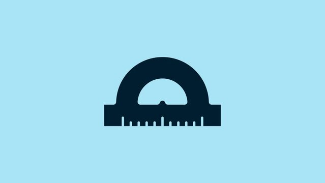 Blue Protractor grid for measuring degrees icon isolated on blue background. Tilt angle meter. Measuring tool. Geometric symbol. 4K Video motion graphic animation