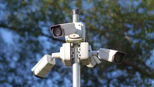 Security camera on the wall in 4k slow motion 60fps