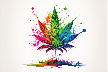 Fototapeta na wymiar abstract colorful background with cannabis