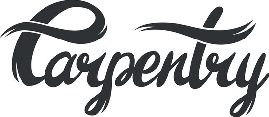 Lettering of carpentry, woodwork logotype, carpenter emblem