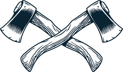 Sharp axe of lumberjack and axeman. Hatchet or ax for woodworker and logger. Chop tool for print design
