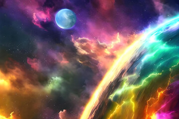 Obraz na płótnie Canvas Celestial background with space via generative ai