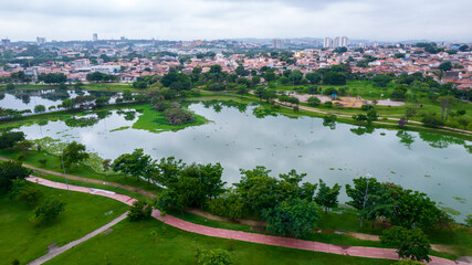 Aerial view of Parque das Águas in Sorocaba, Brazil.