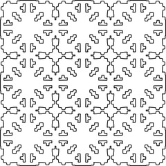 Stylish texture with figures from lines.
Abstract geometric black and white pattern for web page, textures, card, poster, fabric, textile. Monochrome graphic repeating design. 