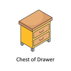 Chest of Drawer Vector Isometric Filled Outline icon for your digital or print projects.
