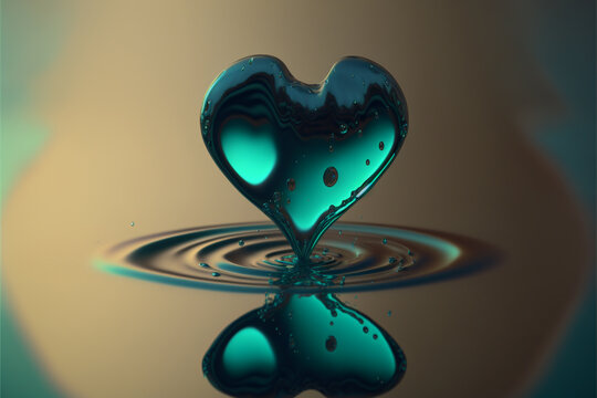 Green Heart Drop Valentine ~ Created with Generative AI
