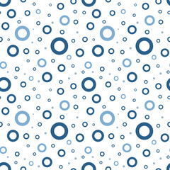 Seamless pattern of blue rings different size