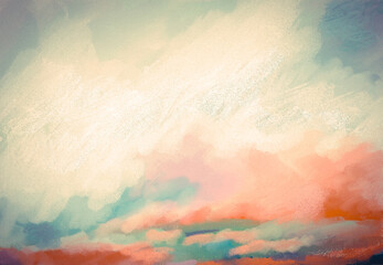 Impressionistic Bright & Vibrant Sunset- Digital Painting/Illustration/Art/Artwork Background or Backdrop, or Wallpaper