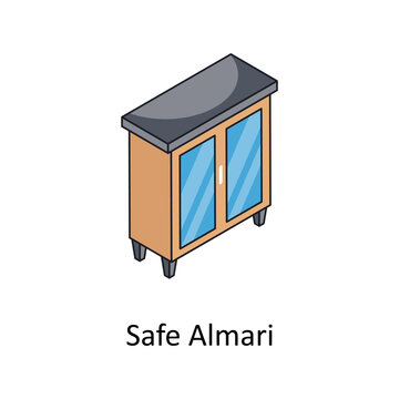 Safe Almari Vector Isometric Filled Outline icon for your digital or print projects.
