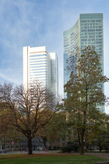 Obraz na płótnie Canvas Close-up of several buildings in Frankfurt, Germany.