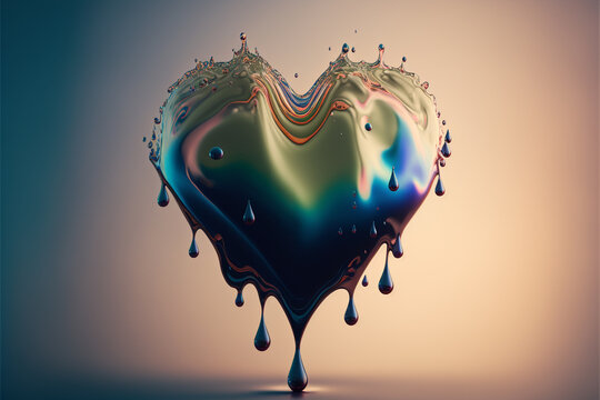 A Dripping multi-coloured heart Valentine ~ Created with Generative AI