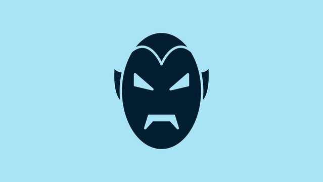 Blue Vampire icon isolated on blue background. Happy Halloween party. 4K Video motion graphic animation