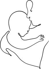 Motherhood Line Art PNG Illustrations - Hand drawn isolated transparent mother and baby line drawing