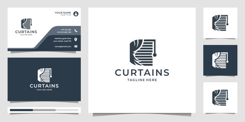 curtains blind window fabric logo design template. inspiration curtains for circus logo.