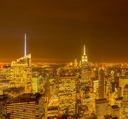 View of New York Manhattan during sunset hours