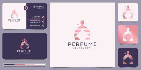Luxury rose gold perfume logo template. rose gold color elegant design.