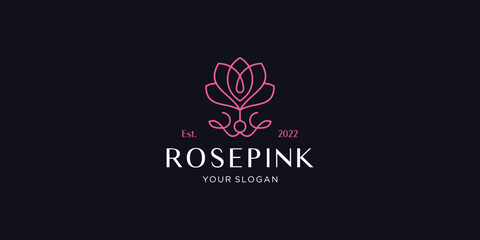 feminine flower rose gold logo template inspiration for fashion, skin care, cosmetic.