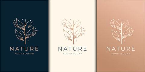 feminine beauty nature rose logo design.abstract, retro, vintage, leaf, floral logo inspiration.