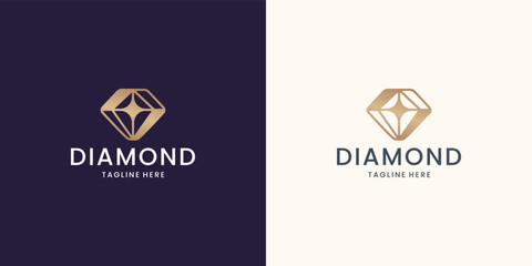 symbol of diamond gem logo template with light concept design.