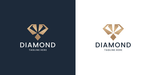 geometric diamond gem logo template with light concept design.