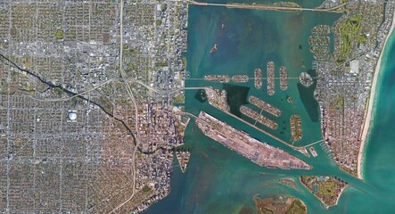 Miami Beach Florida USA HD High Resolution Satellite Image zoom in view