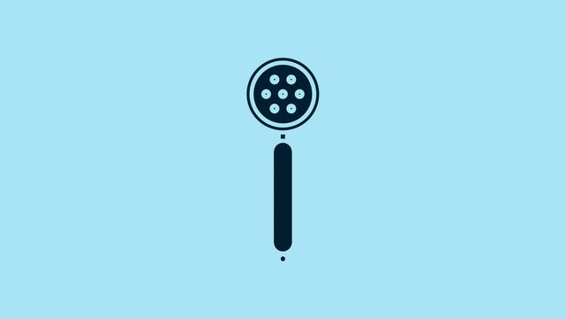 Blue Strainer spoon icon isolated on blue background. 4K Video motion graphic animation