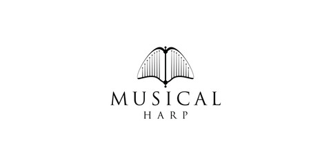 Harp instrument Logo design inspiration. © ulhaq_std