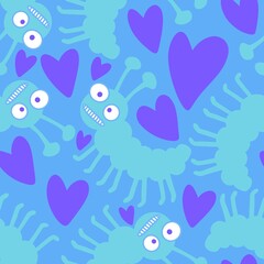 Cartoon bugs seamless caterpillars pattern for wrapping paper and kids clothes print and fabrics and accessories