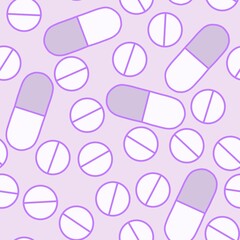 Cartoon medicine seamless pills pattern for wrapping paper and clothes print and fabrics and linens and pharmacy