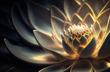 abstract background with lotus flowers. Generative AI - obrazy, fototapety, plakaty