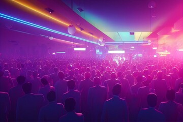 Fototapeta na wymiar 2023 New Year disco party in a night club. Generative AI
