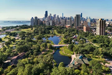 Fotobehang Aerial South Pond Lincoln Park, Chicago, Illinois © pics721