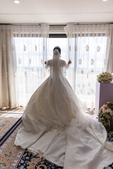 Afghani bride's in a traditional wedding dress back view