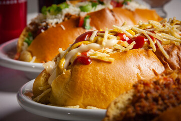 pulled hot dog sandwich