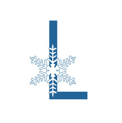 Decorative typographic font with the author's hexagonal snowflakes. Image for decorating a winter holiday. Typographic initials